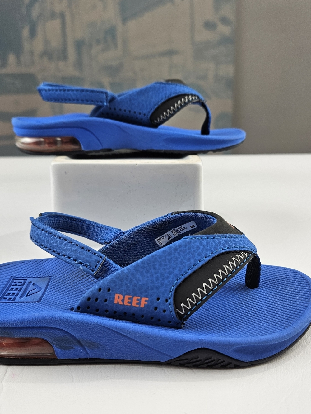 Toddler Sz 7/8 Reef Sandals Flip Flops Blue Slingback Air Cushion